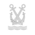 ÃÂ  Ship anchors and waves. Vector icon isolated on white background.